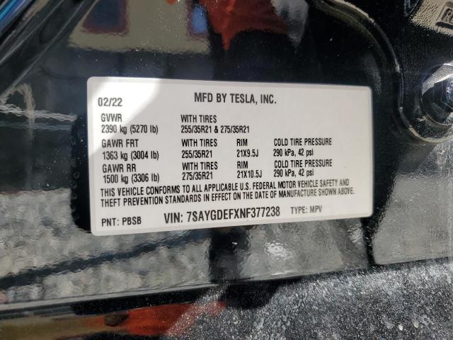 Aukcja sprzedaży 2022 Tesla Model Y, vin: 7SAYGDEFXNF377238, numer aukcji: 69423985