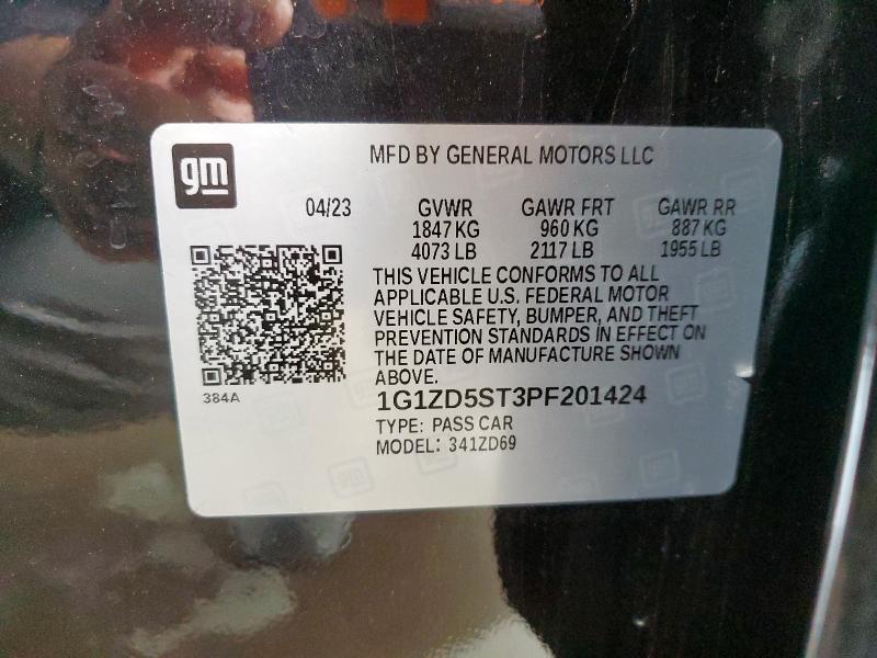 Aukcja sprzedaży 2023 Chevrolet Malibu Lt, vin: 1G1ZD5ST3PF201424, numer aukcji: 70395145