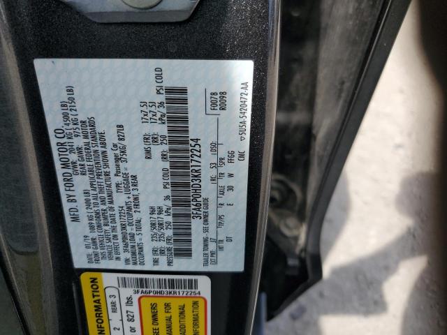 Aukcja sprzedaży 2019 Ford Fusion Se, vin: 3FA6P0HD3KR172254, numer aukcji: 70536395