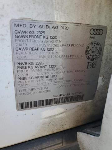 2020 Audi Q3 მანქანა იყიდება აუქციონზე, vin: WA1FECF30L1067821, აუქციონის ნომერი: 70940155