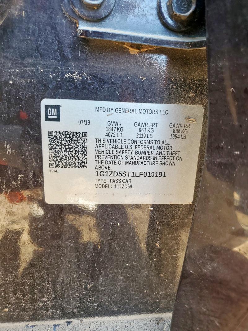 2020 Chevrolet Malibu Lt მანქანა იყიდება აუქციონზე, vin: 1G1ZD5ST1LF010191, აუქციონის ნომერი: 70581755