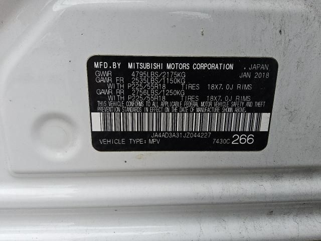 Продажа на аукционе авто 2018 Mitsubishi Outlander, vin: JA4AD3A31JZ044227, номер лота: 67793005