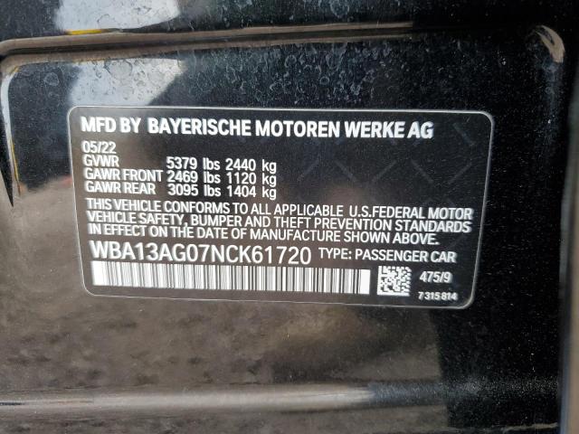Aukcja sprzedaży 2022 Bmw 530e, vin: WBA13AG07NCK61720, numer aukcji: 67601745