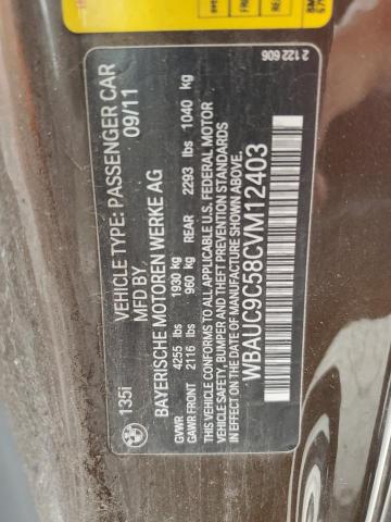 Aukcja sprzedaży 2012 Bmw 135, vin: WBAUC9C58CVM12403, numer aukcji: 70369235