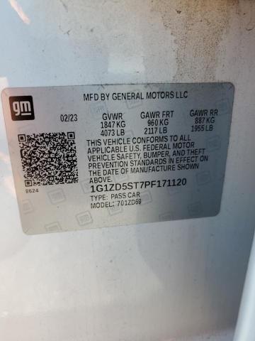 Продажа на аукционе авто 2023 Chevrolet Malibu Lt, vin: 1G1ZD5ST7PF171120, номер лота: 65358815