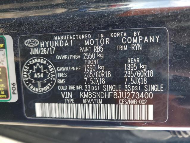 Aukcja sprzedaży 2018 Hyundai Santa Fe S, vin: KM8SNDHF8JU273400, numer aukcji: 70684695