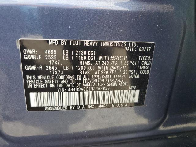 67804325 :رقم المزاد ، 4S4BSACC1H3363699 vin ، 2017 Subaru Outback 2. مزاد بيع
