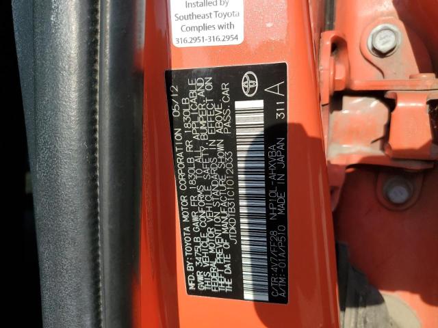 68552355 :رقم المزاد ، JTDKDTB31C1012033 vin ، 2012 Toyota Prius C مزاد بيع
