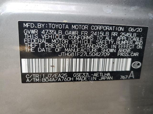 70401635 :رقم المزاد ، JTHG81F27L5042709 vin ، 2020 Lexus Is 300 F S مزاد بيع
