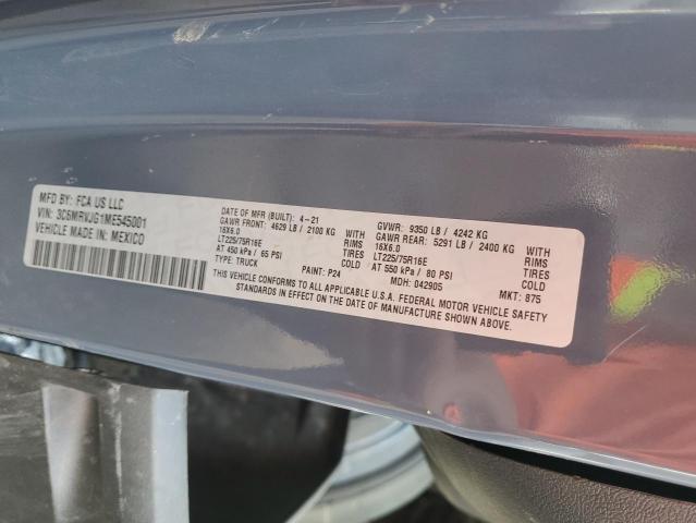 2021 Ram Promaster 3500 მანქანა იყიდება აუქციონზე, vin: 3C6MRVJG1ME545001, აუქციონის ნომერი: 51273086