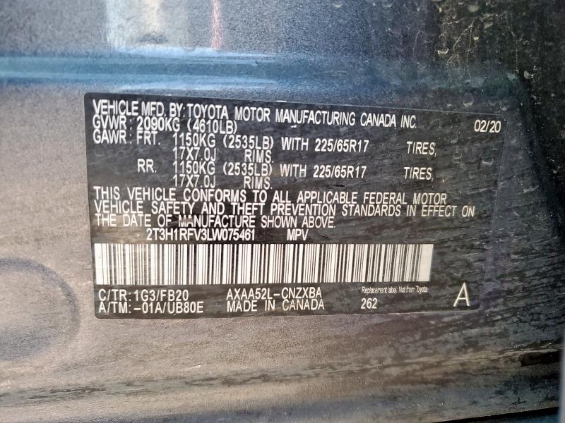 Aukcja sprzedaży 2020 Toyota Rav4 Le, vin: 2T3H1RFV3LW075461, numer aukcji: 70510375