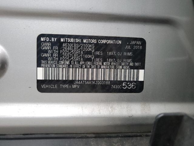 Продаж на аукціоні авто 2019 Mitsubishi Eclipse Cross, vin: JA4AT5AA1KZ003188, номер лоту: 67401965