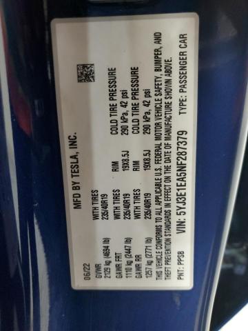 69285305 :رقم المزاد ، 5YJ3E1EA5NF287379 vin ، 2022 Tesla Model 3 مزاد بيع
