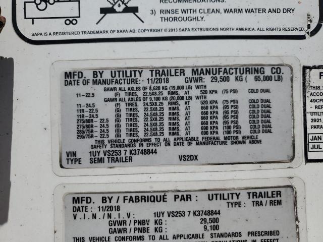 54175396 :رقم المزاد ، 1UYVS2537K3748844 vin ، 2019 Utility 53' Trl مزاد بيع