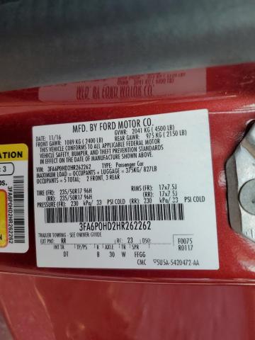 69250335 :رقم المزاد ، 3FA6P0HD2HR262262 vin ، 2017 Ford Fusion مزاد بيع