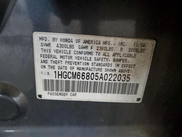 Продаж на аукціоні авто 2005 Honda Accord, vin: 1HGCM66805A022035, номер лоту: 68400165