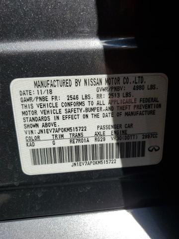 69642085 :رقم المزاد ، JN1EV7AP0KM515722 vin ، 2019 Infiniti Q50 Luxe مزاد بيع