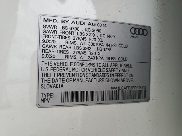 2014 Audi Q7 Premium მანქანა იყიდება აუქციონზე, vin: WA1LGAFE2ED018513, აუქციონის ნომერი: 68504035