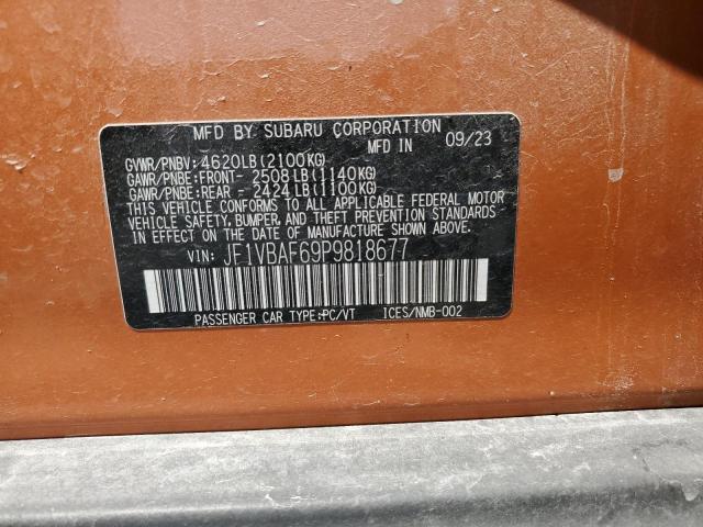 Aukcja sprzedaży 2023 Subaru Wrx Premium, vin: JF1VBAF69P9818677, numer aukcji: 66597175