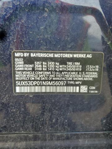 68114755 :رقم المزاد ، 5UX53DP01N9M56097 vin ، 2022 Bmw X3 مزاد بيع