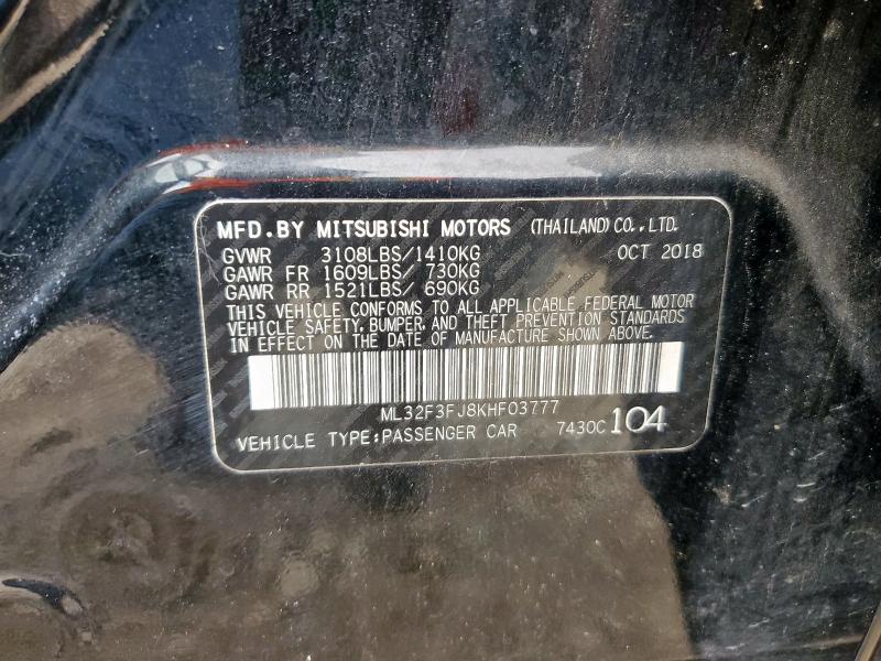 Продаж на аукціоні авто 2019 Mitsubishi Mirage, vin: ML32F3FJ8KHF03777, номер лоту: 70158675