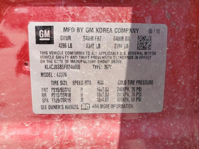 Продажа на аукционе авто 2015 Buick Encore, vin: KL4CJBSB5FB240950, номер лота: 68202385