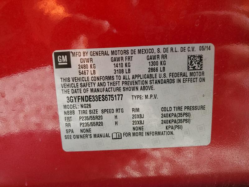70951645 :رقم المزاد ، 3GYFNDE33ES675177 vin ، 2014 Cadillac Srx مزاد بيع