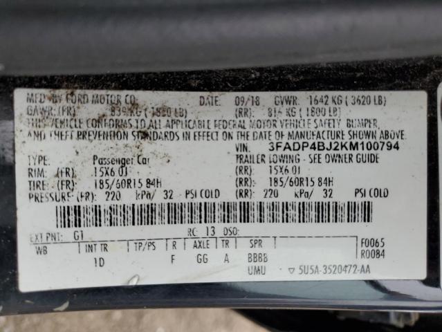 Auction sale of the 2019 Ford Fiesta Se, vin: 3FADP4BJ2KM100794, lot number: 65011145