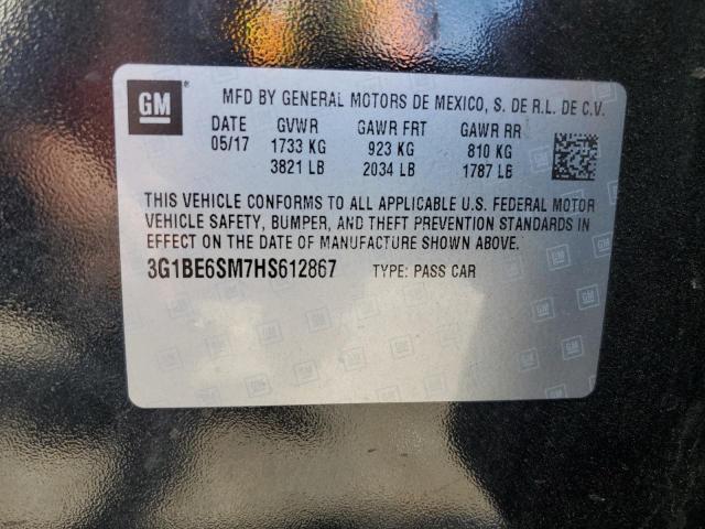 68900675 :رقم المزاد ، 3G1BE6SM7HS612867 vin ، 2017 Chevrolet Cruze Lt مزاد بيع
