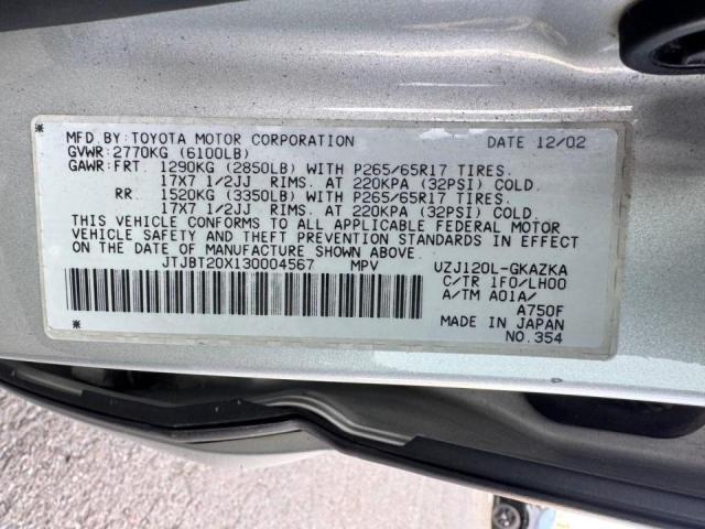 Продажа на аукционе авто 2003 Lexus Gx 470, vin: JTJBT20X130004567, номер лота: 70410755