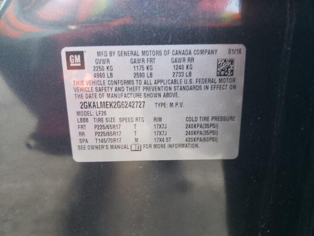 71040695 :رقم المزاد ، 2GKALMEK2G6242727 vin ، 2016 Gmc Terrain Sl مزاد بيع
