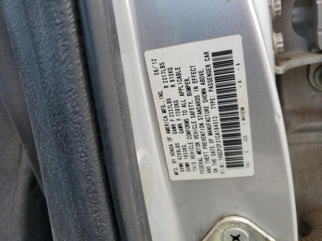 67502215 :رقم المزاد ، 1HGCP2F31CA194513 vin ، 2012 Honda Accord مزاد بيع