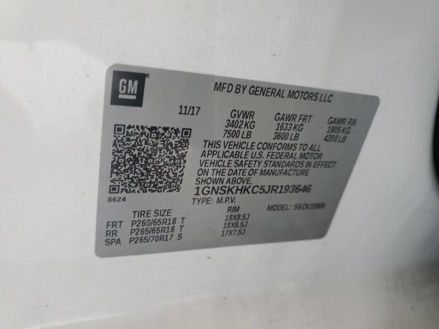 Aukcja sprzedaży 2018 Chevrolet Suburban K1500 Lt, vin: 1GNSKHKC5JR193646, numer aukcji: 67538085
