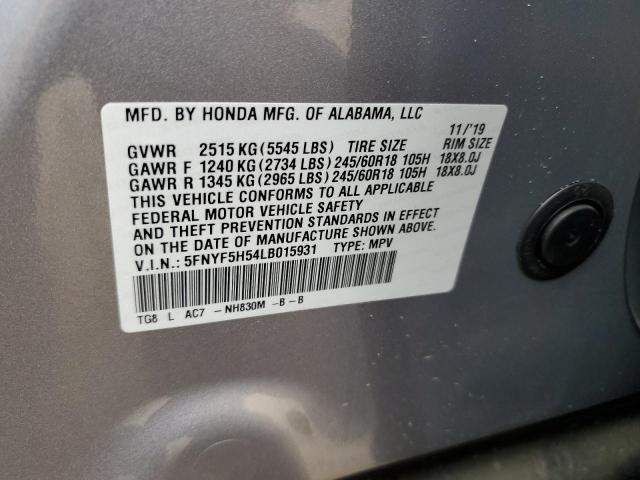 Продаж на аукціоні авто 2020 Honda Pilot Exl, vin: 5FNYF5H54LB015931, номер лоту: 69151415