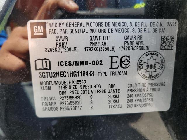 2017 Gmc Sierra K15 მანქანა იყიდება აუქციონზე, vin: 3GTU2NEC1HG118433, აუქციონის ნომერი: 70230515