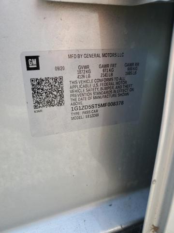 2021 Chevrolet Malibu Lt მანქანა იყიდება აუქციონზე, vin: 1G1ZD5ST5MF008378, აუქციონის ნომერი: 67980035