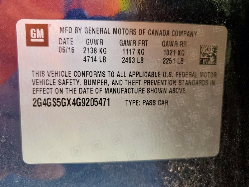 68139475 :رقم المزاد ، 2G4GS5GX4G9205471 vin ، 2016 Buick Regal Tourx مزاد بيع
