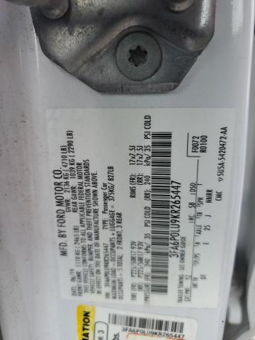 Продажа на аукционе авто 2019 Ford Fusion Se, vin: 3FA6P0LU9KR265447, номер лота: 68928875