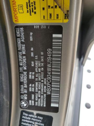 68595445 :رقم المزاد ، WBXPC93418WJ19499 vin ، 2008 Bmw X3 3.0si مزاد بيع