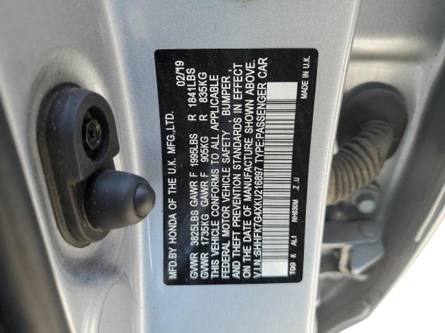 Продажа на аукционе авто 2019 Honda Civic Sport, vin: SHHFK7G4XKU216897, номер лота: 69372845