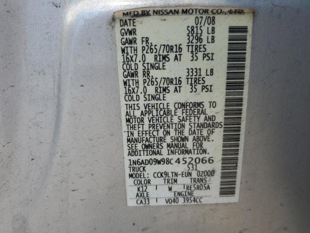 2008 Nissan Frontier მანქანა იყიდება აუქციონზე, vin: 1N6AD09W98C452066, აუქციონის ნომერი: 68724125