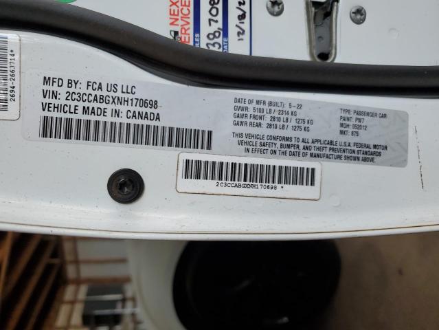 2022 Chrysler 300 S მანქანა იყიდება აუქციონზე, vin: 2C3CCABGXNH170698, აუქციონის ნომერი: 68537735