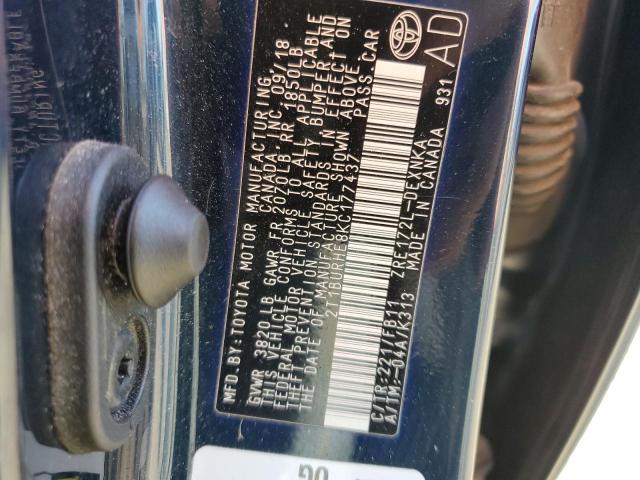 2019 Toyota Corolla L/ მანქანა იყიდება აუქციონზე, vin: 2T1BURHE8KC177437, აუქციონის ნომერი: 70035725
