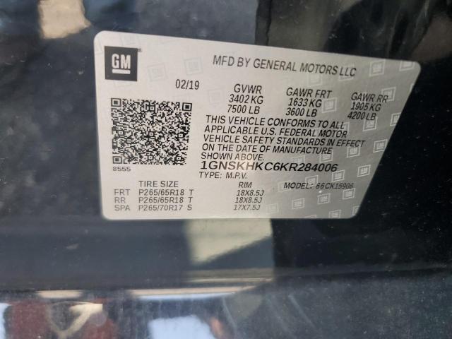 Auction sale of the 2019 Chevrolet Suburban K, vin: 1GNSKHKC6KR284006, lot number: 68950095