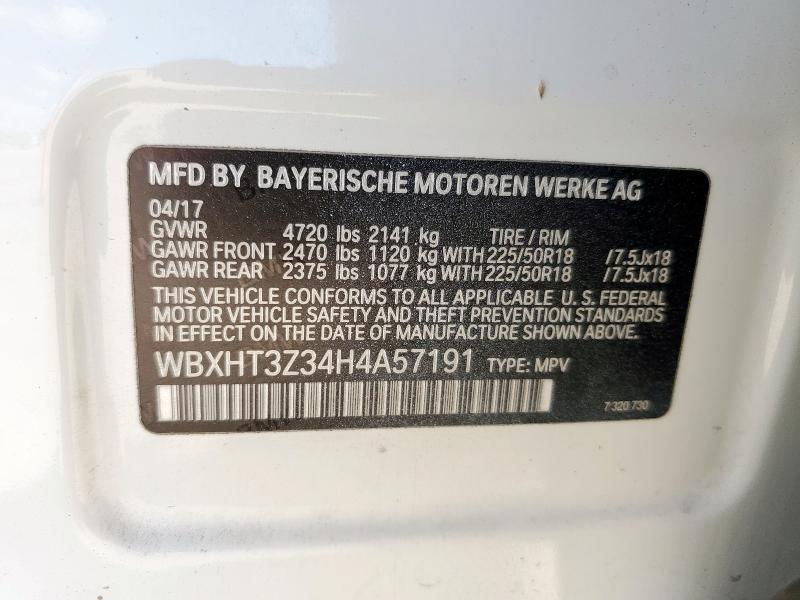 68084095 :رقم المزاد ، WBXHT3Z34H4A57191 vin ، 2017 Bmw X1 مزاد بيع