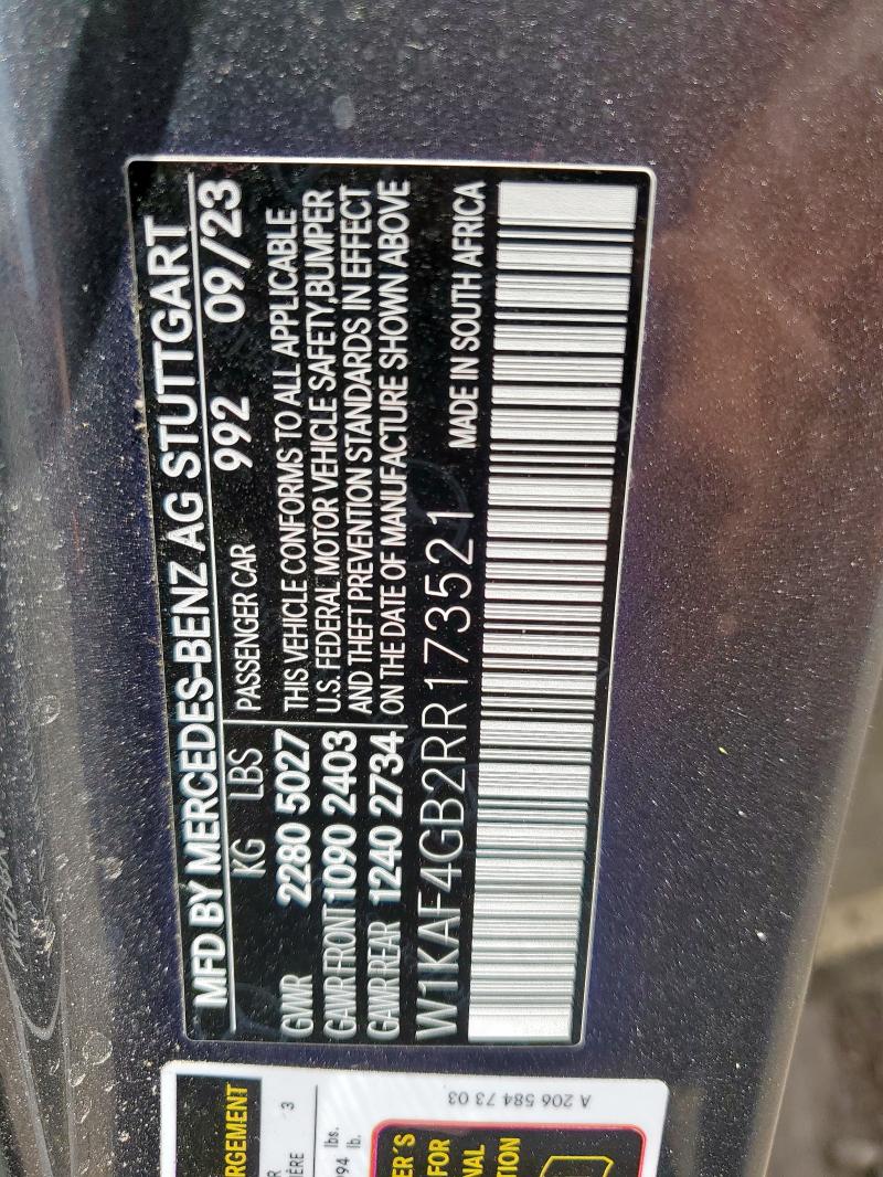 Aukcja sprzedaży 2024 Mercedes-benz C 300, vin: W1KAF4GB2RR173521, numer aukcji: 68523995
