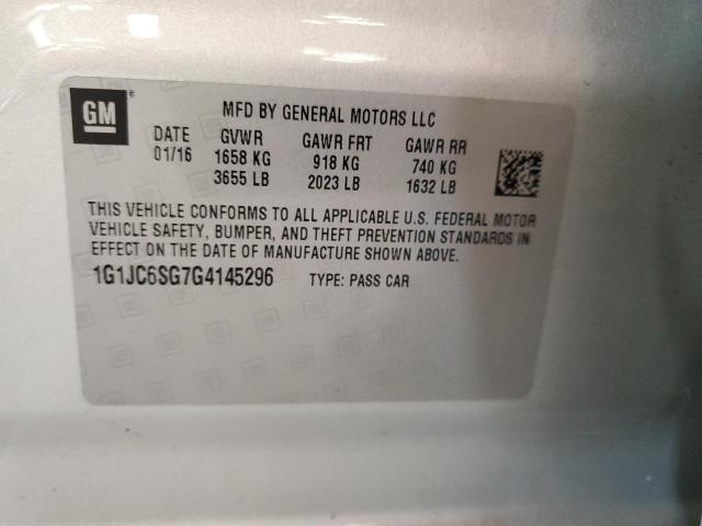 Продаж на аукціоні авто 2016 Chevrolet Sonic Lt, vin: 1G1JC6SG7G4145296, номер лоту: 67378935