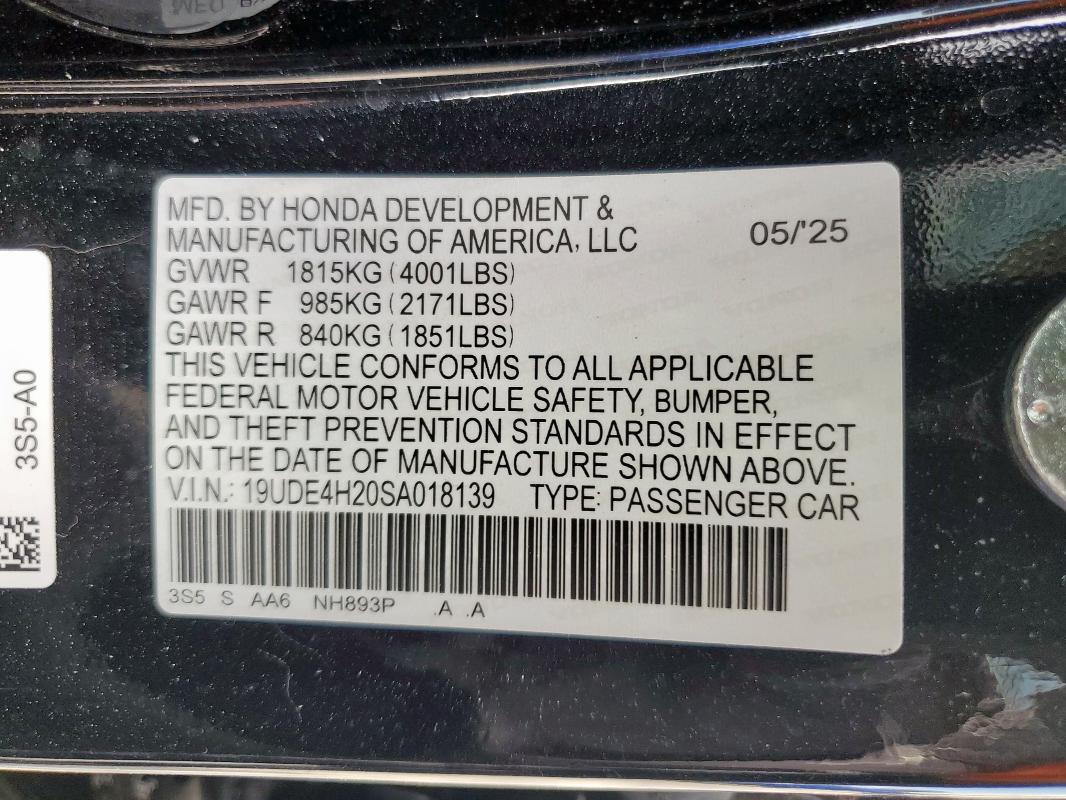 Продажа на аукционе авто 2025 Acura Integra, vin: 19UDE4H20SA018139, номер лота: 68158715