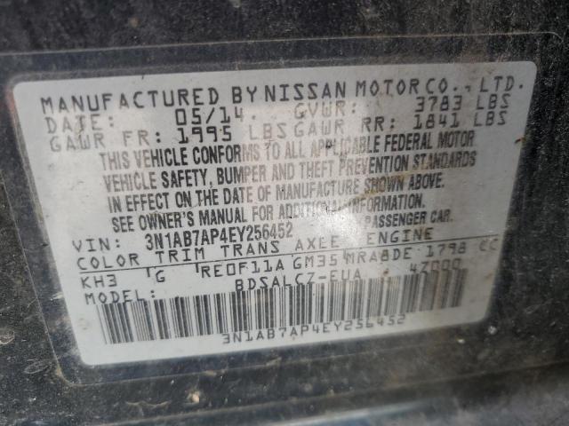 2014 Nissan Sentra S მანქანა იყიდება აუქციონზე, vin: 3N1AB7AP4EY256452, აუქციონის ნომერი: 68142015