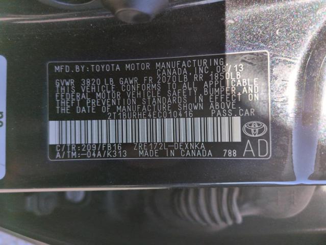67292905 :رقم المزاد ، 2T1BURHE4EC010416 vin ، 2014 Toyota Corolla L مزاد بيع